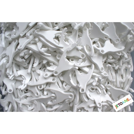 Breloc jeton carucior, alb, plastic, 23 mm